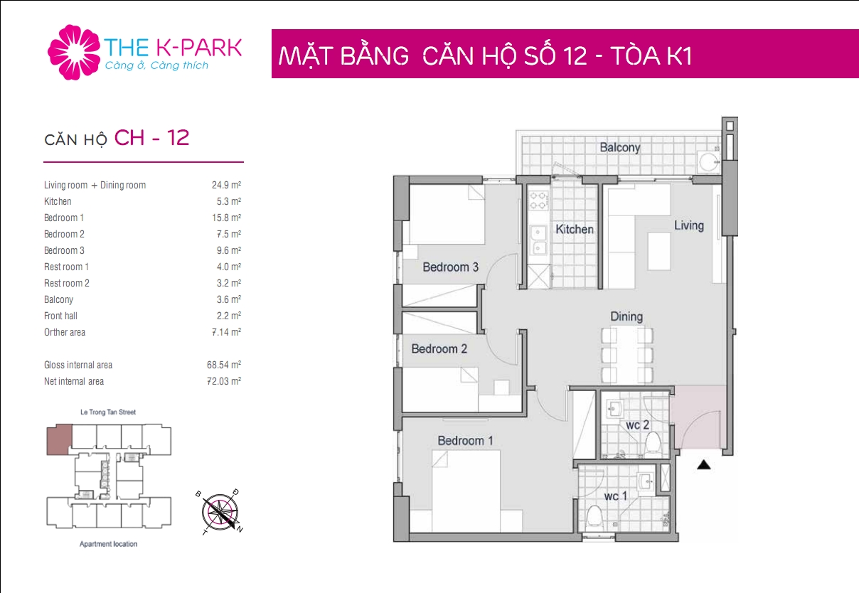 thiết kế căn hộ CH12 chung cư KPark Văn Phú