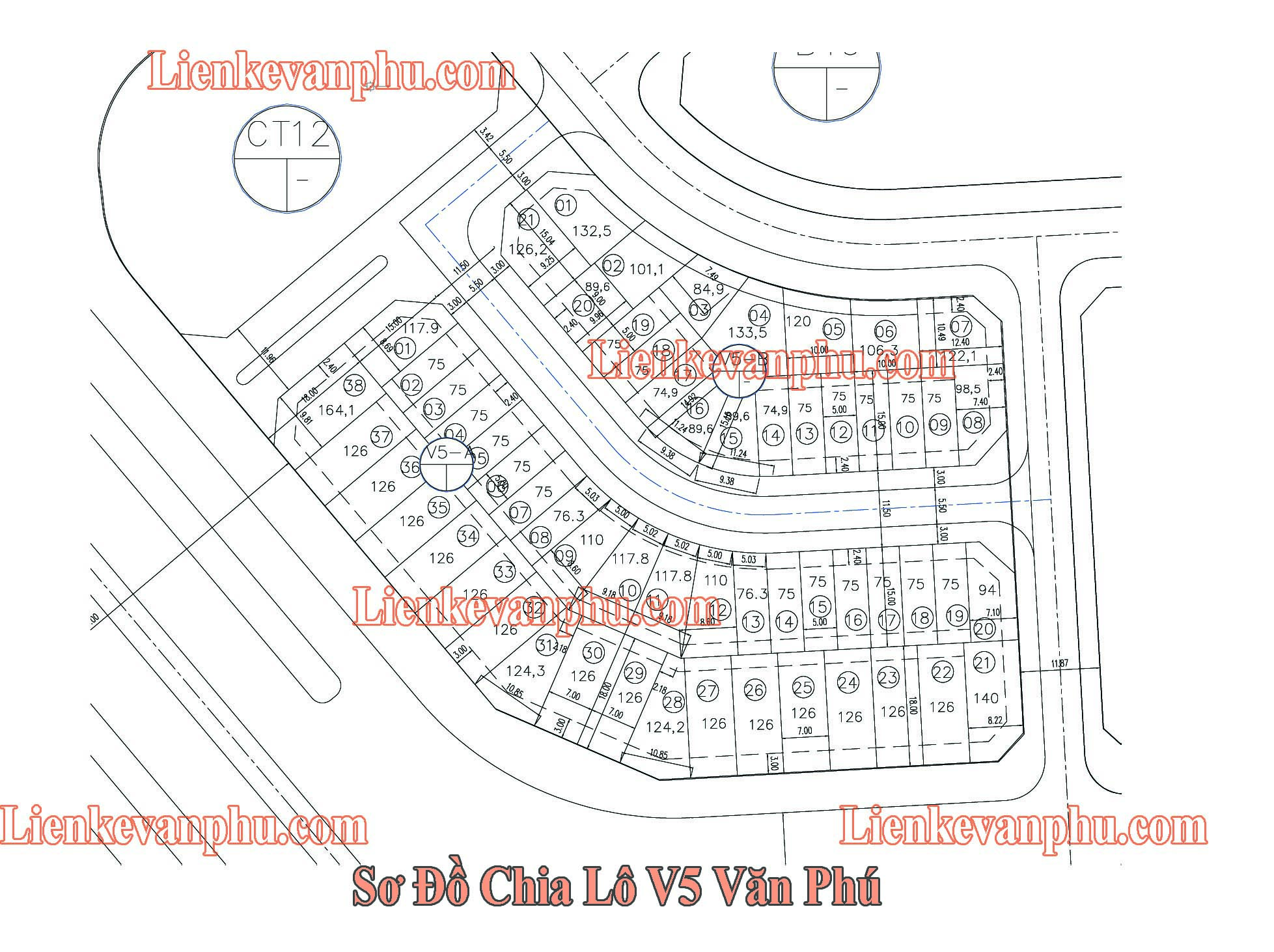 Bản đồ chia lô V5 Văn Phú
